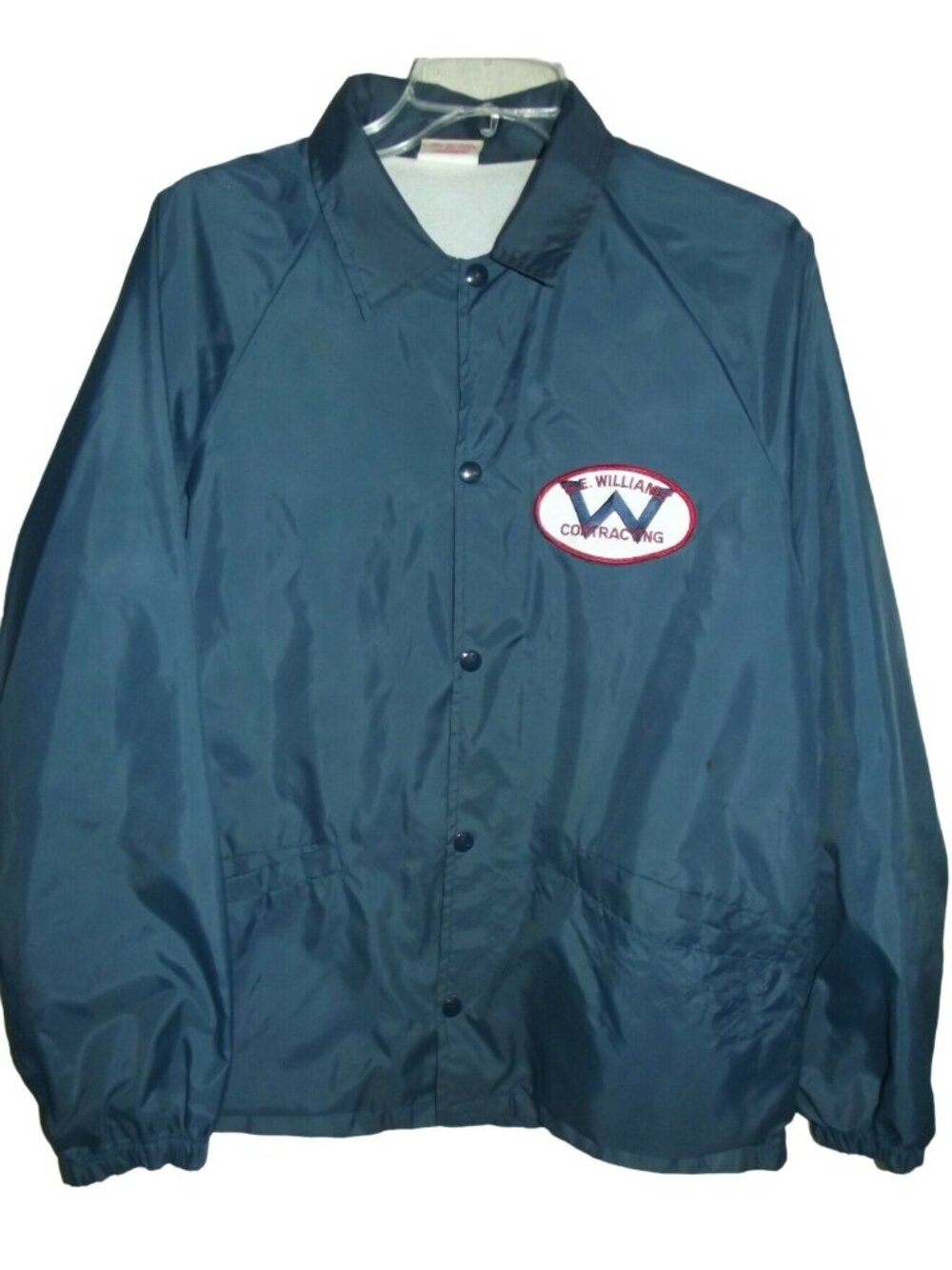 Vintage Windbreaker Jacket Mens Medium Cardinal G.E. Williams Contracting Blue